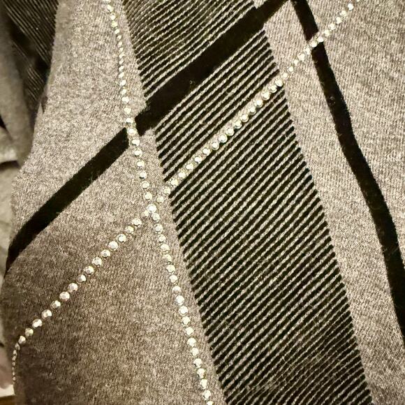 Karen Scott Tan & Brown Striped Crystal Knit Top (Size M) - Picture 5 of 5